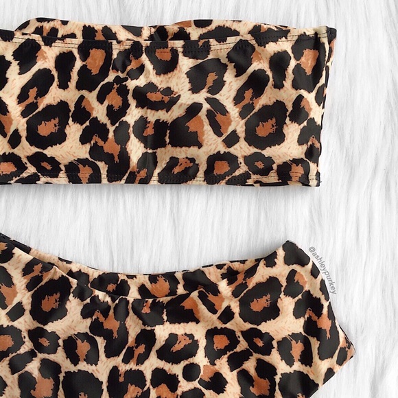 ❤️SALE❤️ Brown leopard bandeau high waisted bikini - Picture 2 of 4